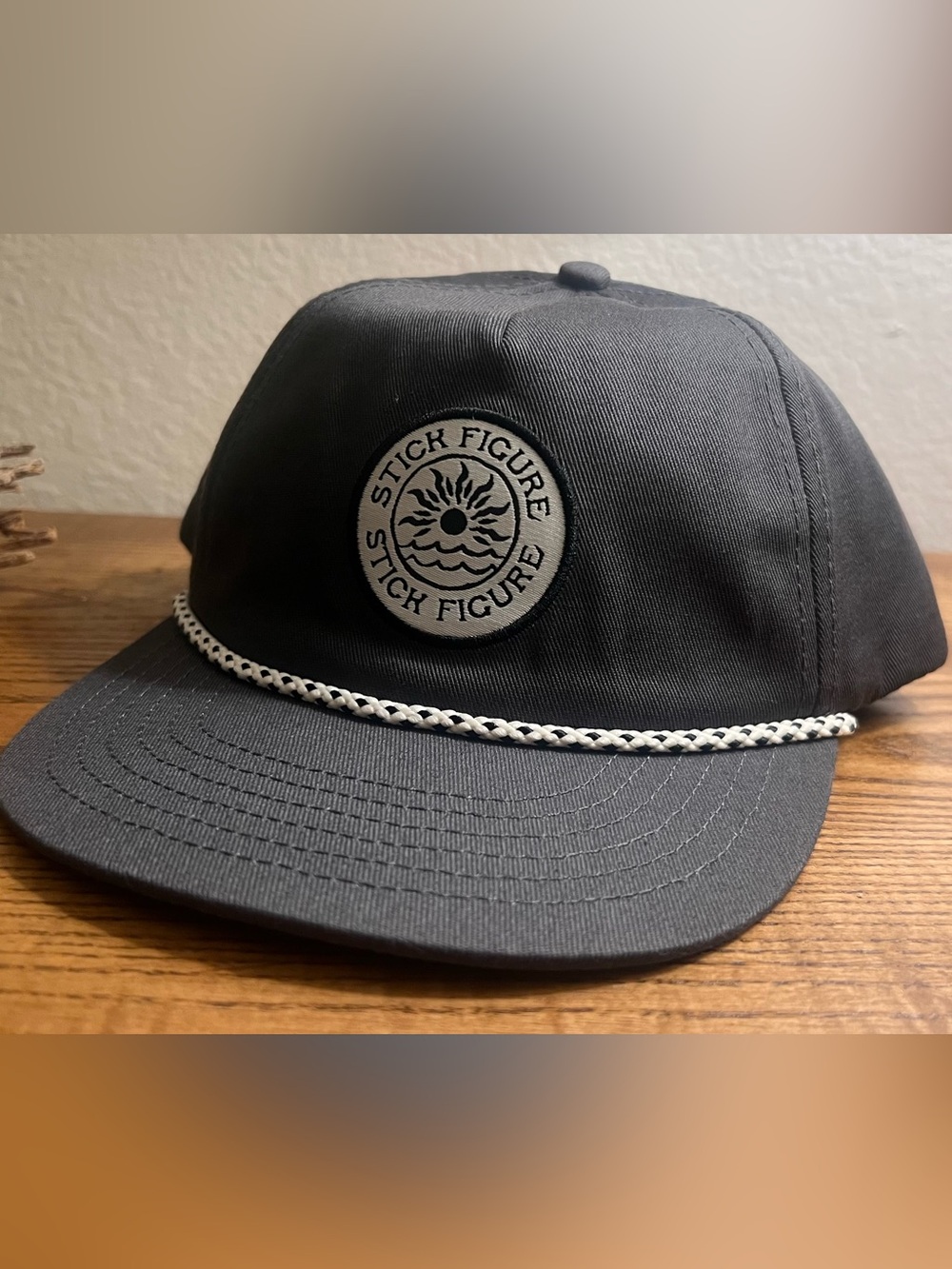 Men's Black Rope-Trim Hat | Stick Figure Hat